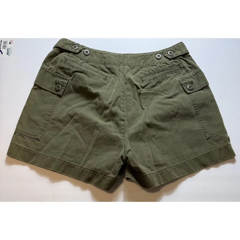 J.Crew Factory Olive Green Utility Cargo Shorts Women's Size 4 Button Fly